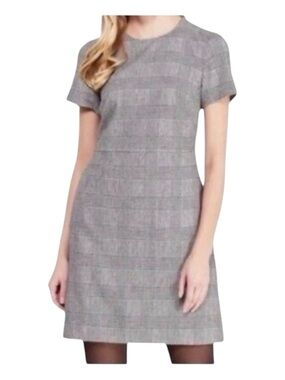 BANANA REPUBLIC Glen Plaid Short Sleeve Wool-Blend Dress, Size 6.